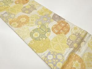 地紙に鳥獣・草花模様織出し袋帯